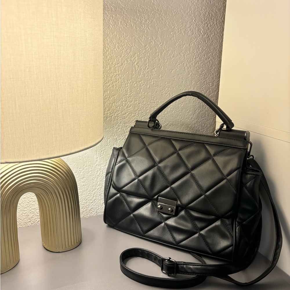 Marshalls Black Quilted Satchel